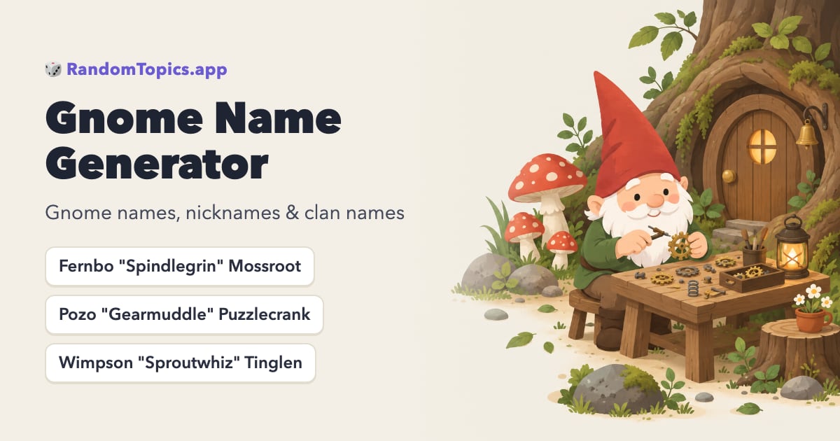 Gnome Name Generator — Names, Nicknames & Clan Names