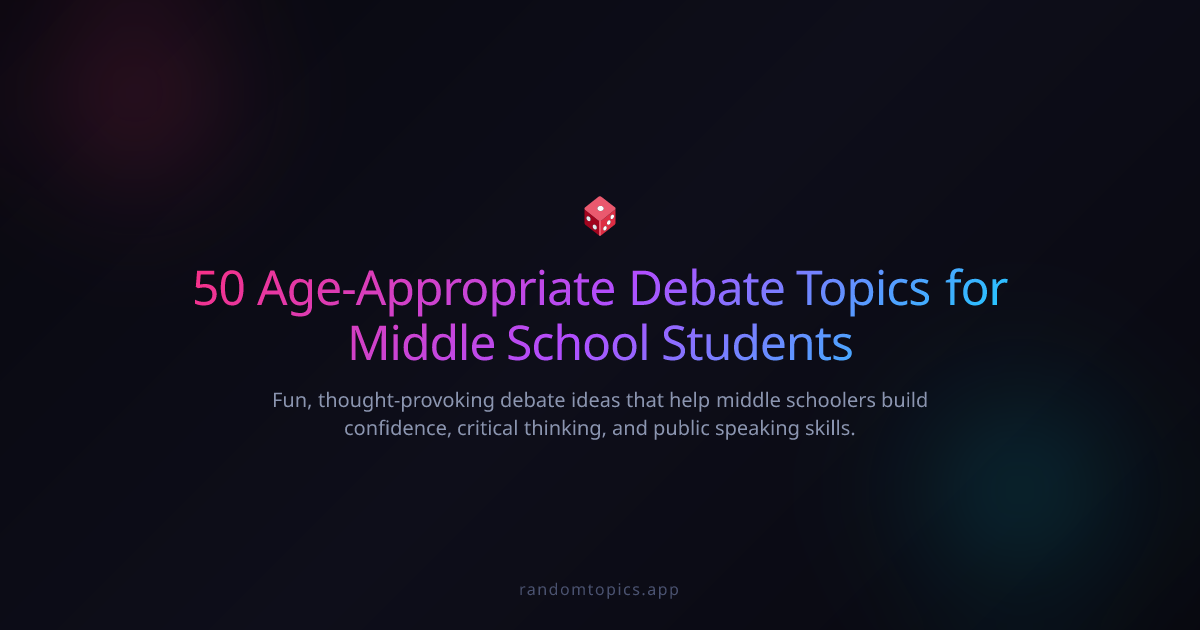 50 Age-Appropriate Debate Topics for Middle School Students ...